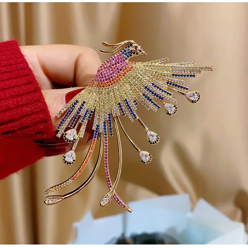 High-end פיניקס מזג סיכות לנשים יוקרה מעצב פרחים סוודר דקורטיביים Pin אביזרי broche פאטאל faux