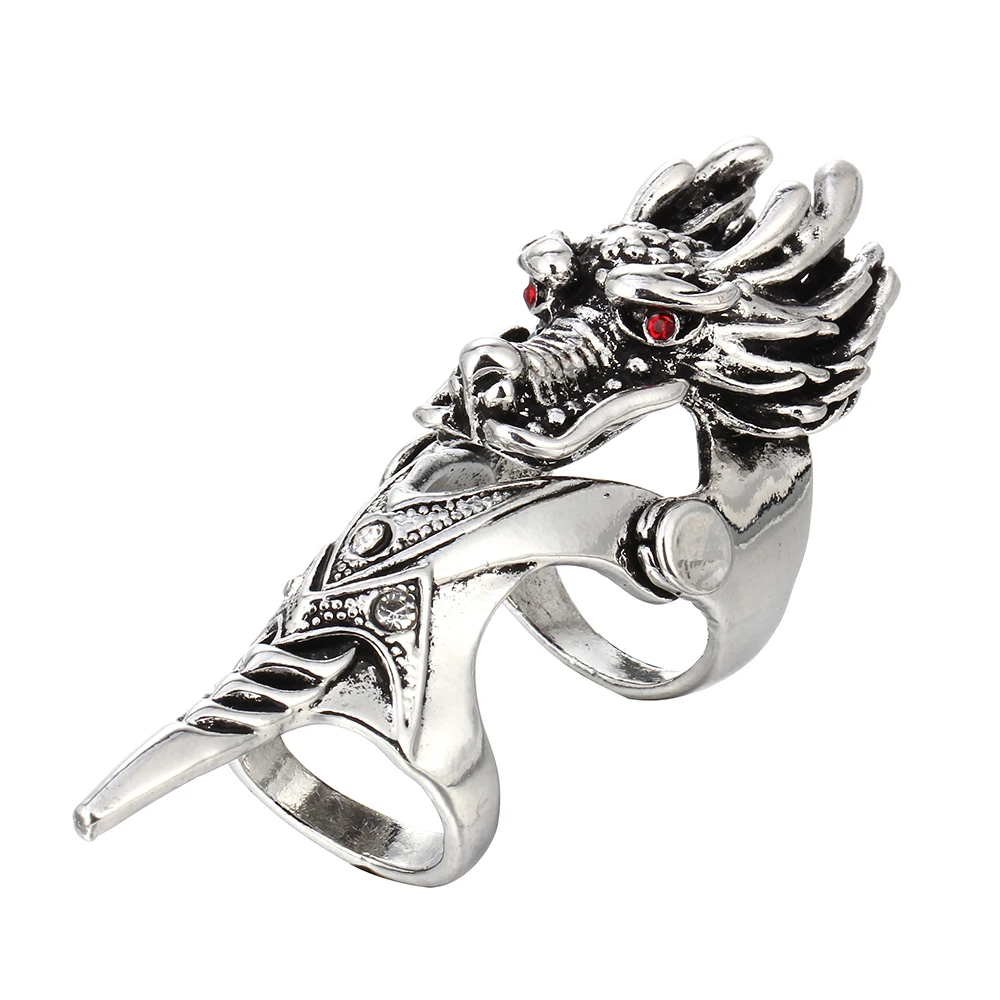 בציר פאנק הגותי טבעות מתכת שתלטנית רוח גדולה טבעת הדרקון שד טבעת גולגולת גברים תכשיטים אביזרים למסיבת ליל כל הקדושים מתנה